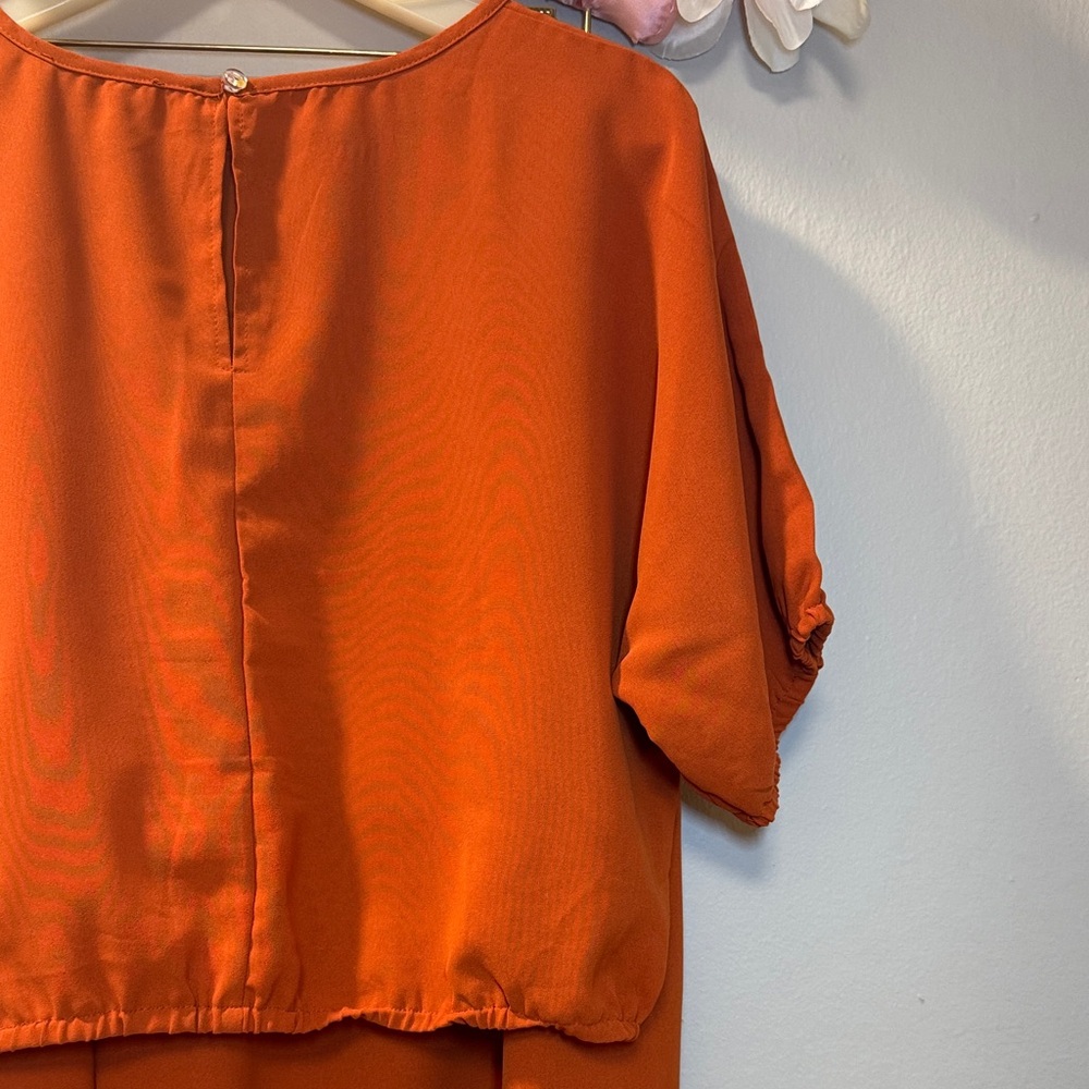 Women's Orange Elastic-Hem Jumpsuit - Picture 5 of 10